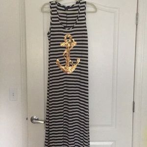 Rue 21 maxi dress with sequin anchor on front